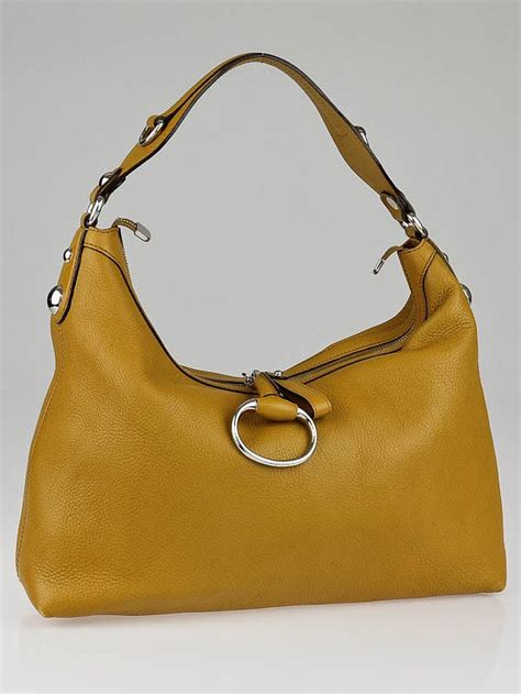 gucci yellow pebbled leather icon bit large hobo bag|Gucci bamboo hobo bag.